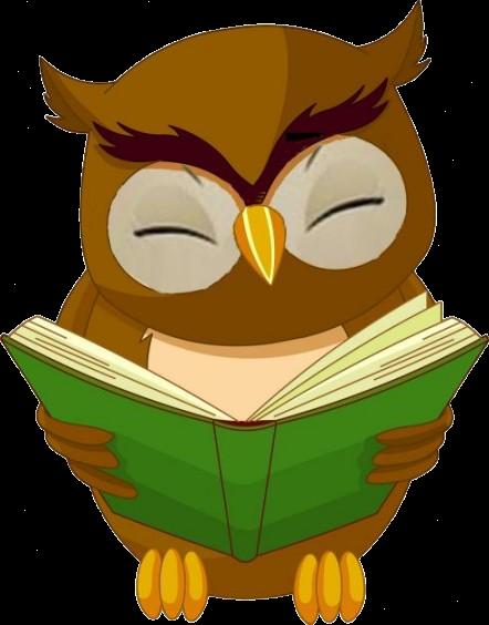 A young blind owl clutching a closed book, looking eager to learn